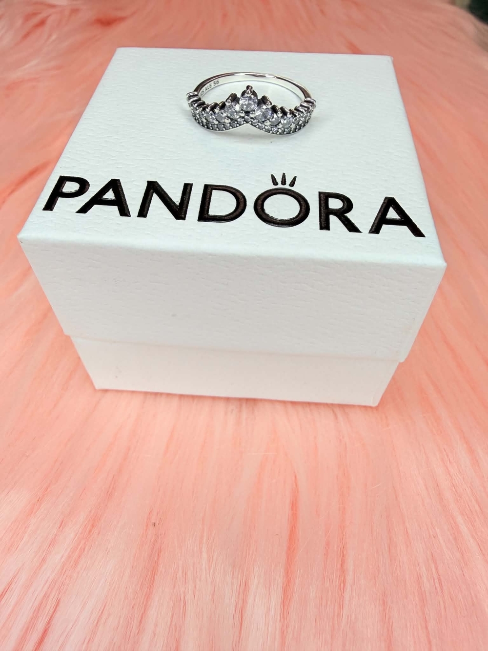 Pandora Silver Tiara Ring with Clear Stones